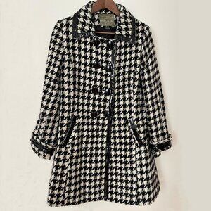 Mac & Jac Women Black & White Houndstooth Coat, Size L